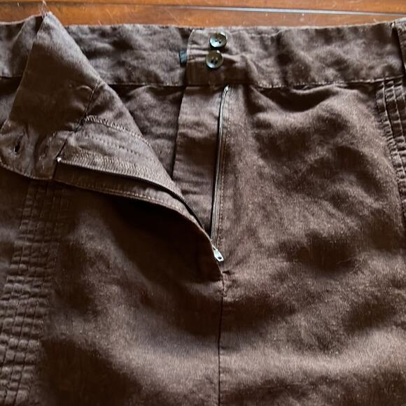 Sherry Taylor Brown Skirt Woman Size 2X Linen Look Above Knee Casual Work - Picture 5 of 8
